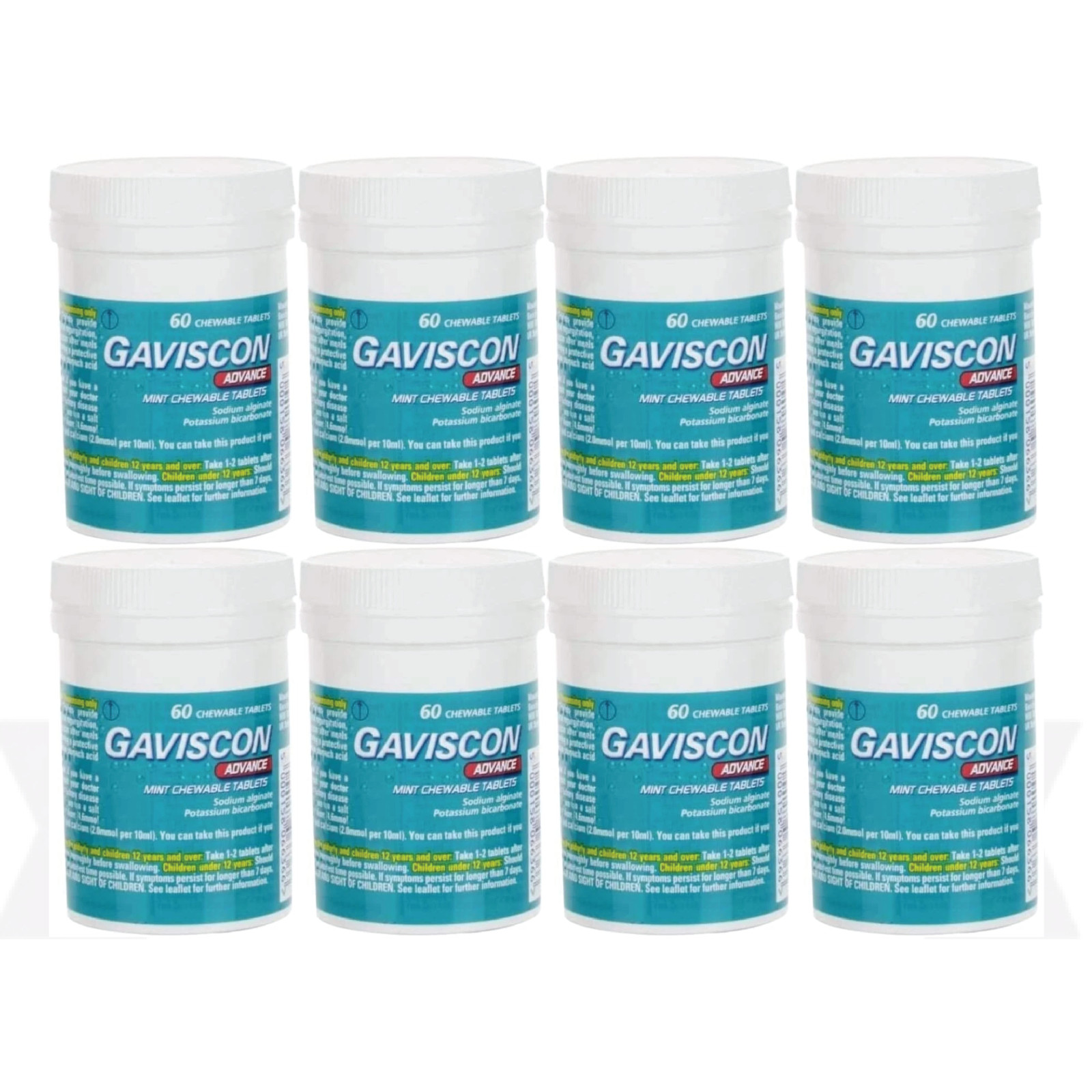 Gavi-scon Advance Chewable Mint Tablet 60ct – 8PACK