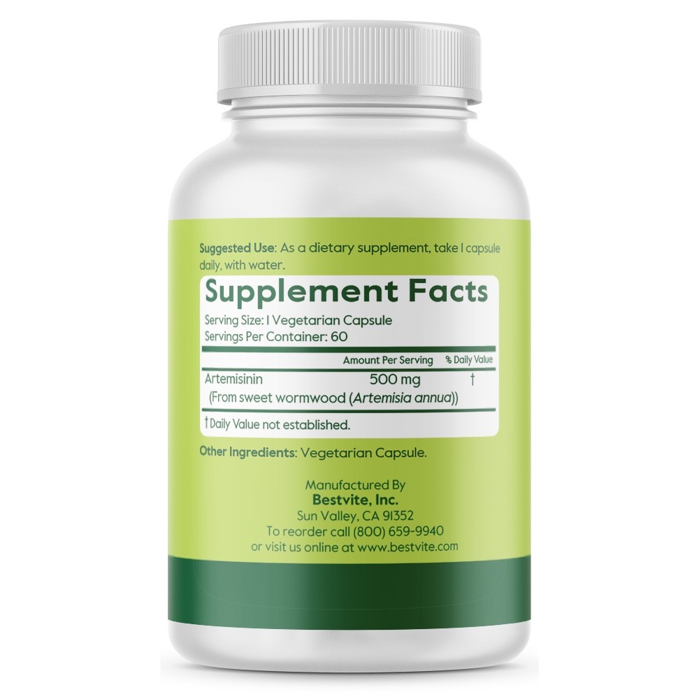 Artemisinin 500mg (60 Vegetarian Capsules) – No Fillers – Gluten Free – Non GMO