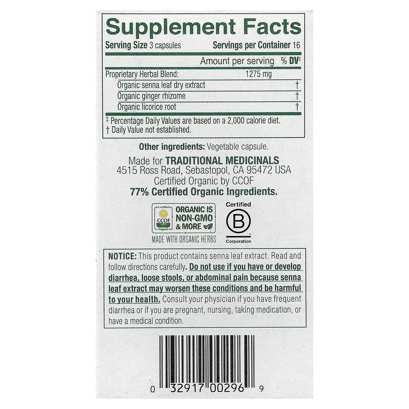 2 X Traditional Medicinals, Smooth Move® Capsules, Senna, 50 Capsules