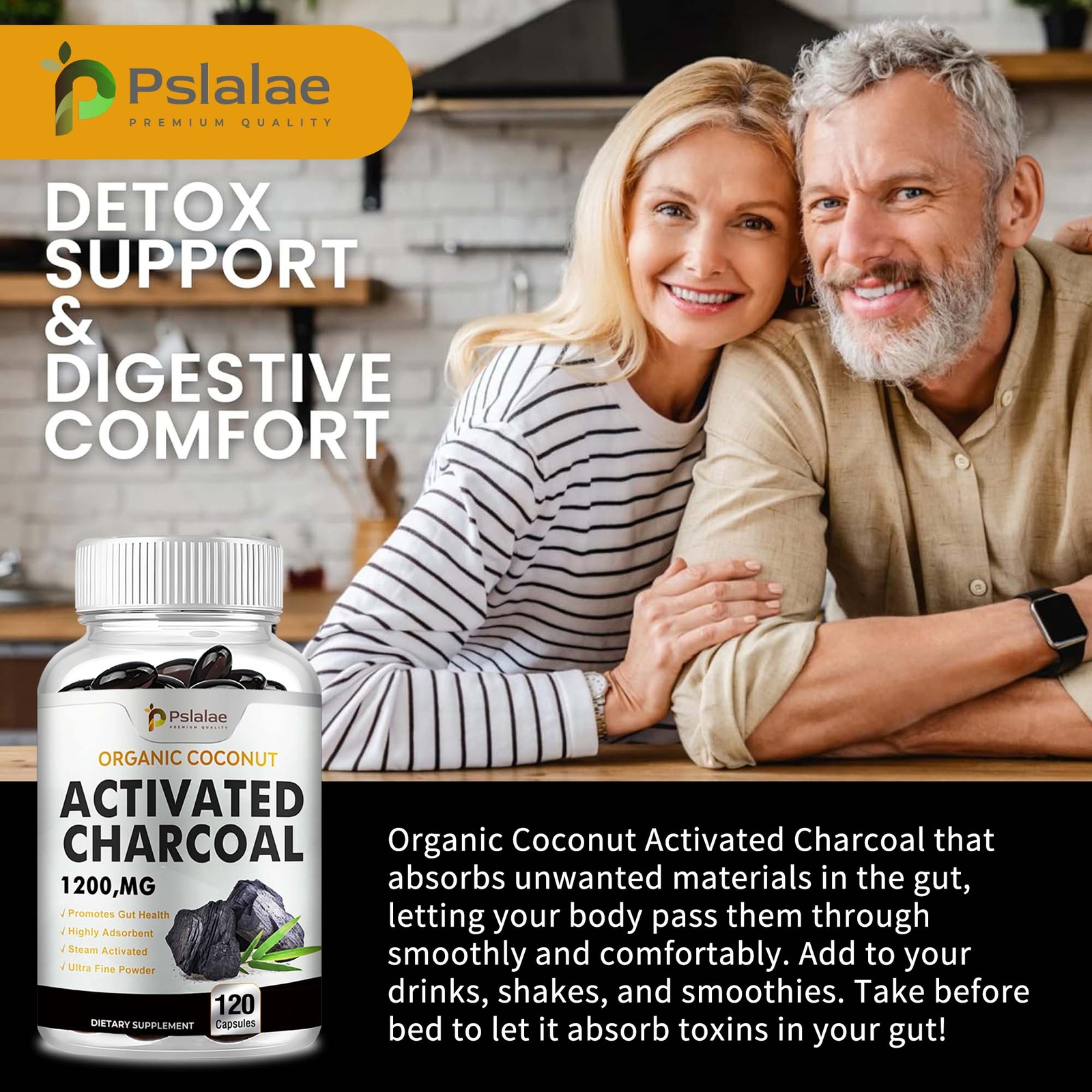Activated Charcoal 1200mg – Highly Absorbent Detox Cleanse, Digestive Health