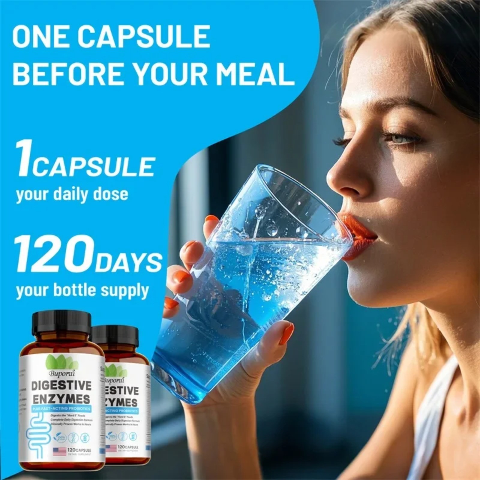 Digestive Enzymes 120pcs – Reduce Bloating, Promote Intestinal &Digestive Health
