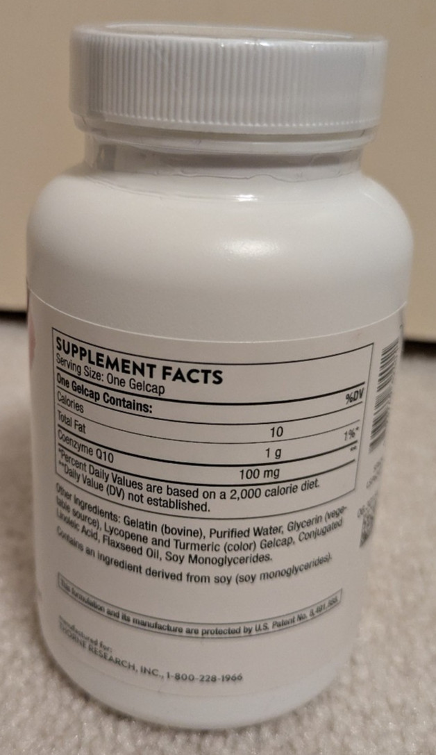 Thorne CoQ10 100mg Ubiquinone Heart Brain Energy 60 Softgels EXP: 12-2027
