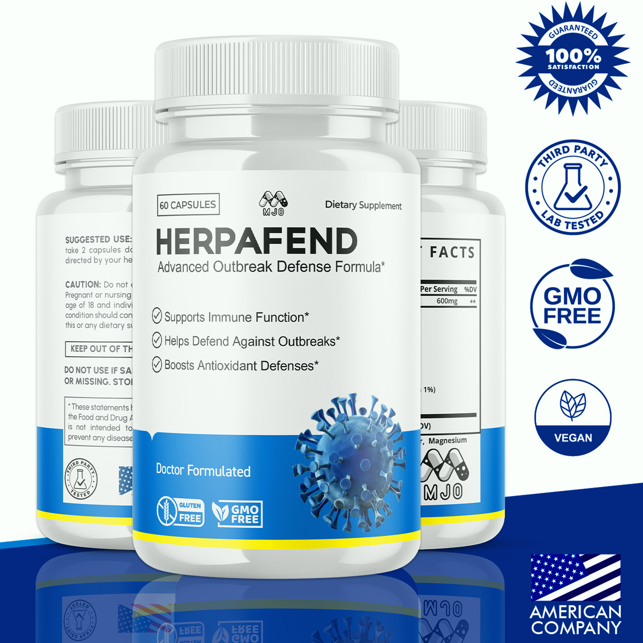 (1 Pack) Herpafend Advanced Formula Skin Health, Herpa Fend Pills (60 Capsules)