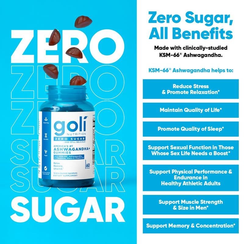 3 Bottles Goli Zero Sugar Best Seller Trio Set Gummies, 60 Counts Per Bottle