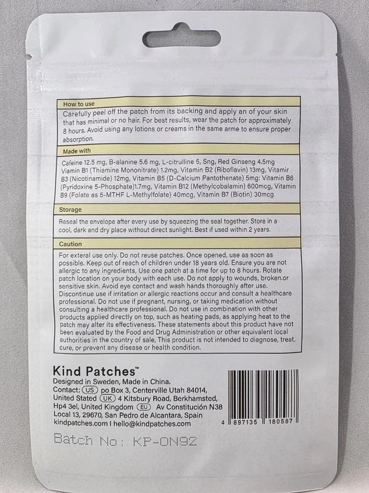 Energy Patches Extra strong by Kind Patches for Unisex – 30 Day Count Patches