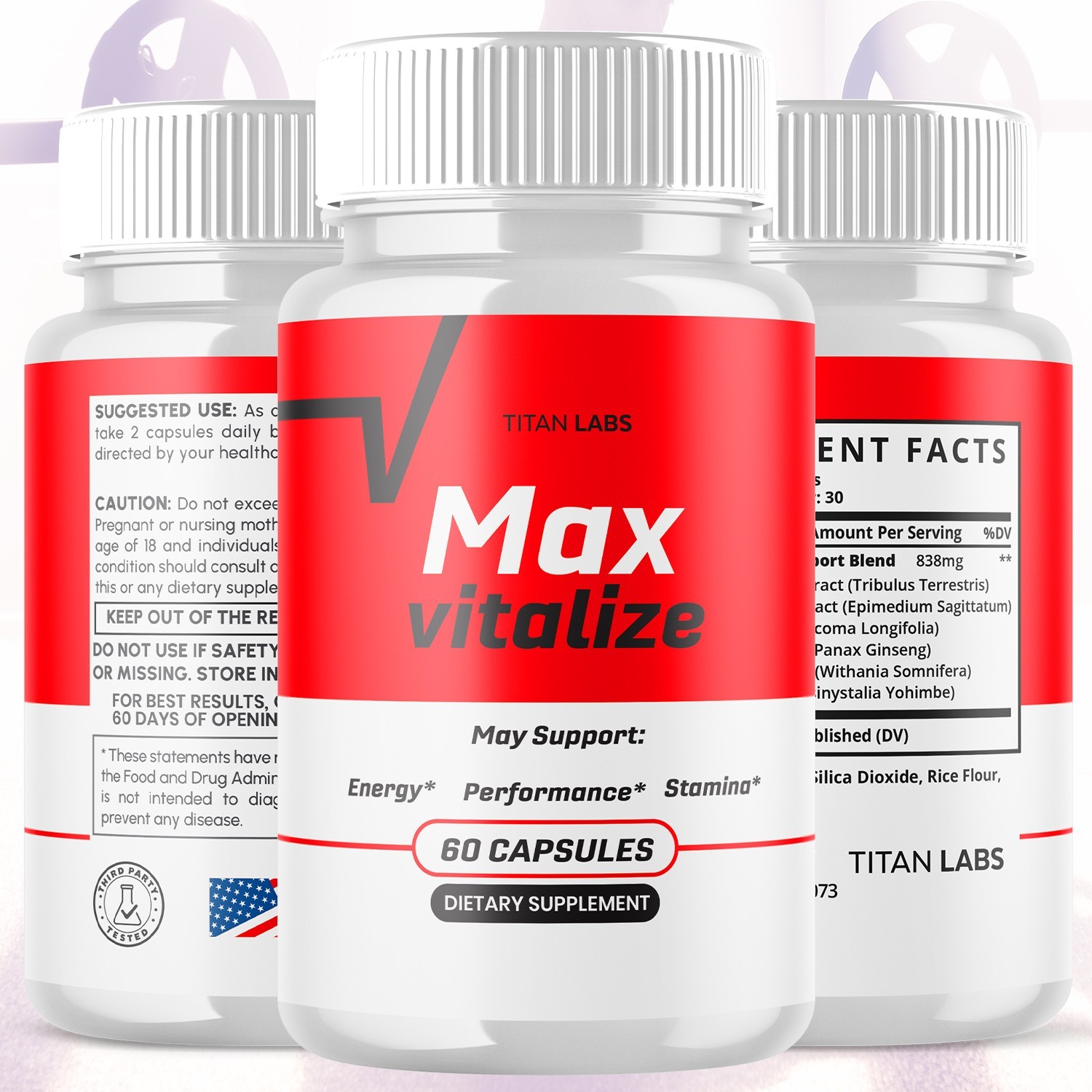 (1 Pack) Max Vitalize Advanced Male Support Supplement MaxVitalize 60 Capsules