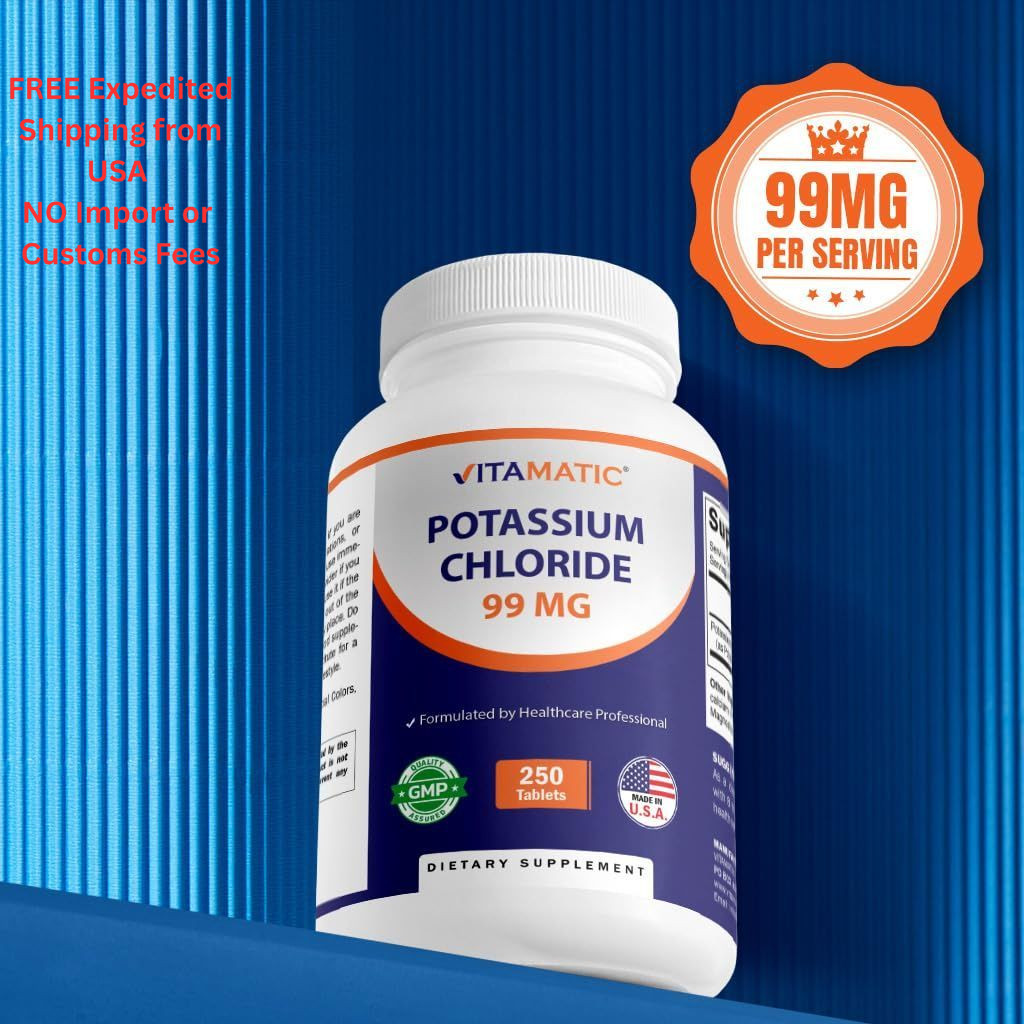 Vitamatic Potassium 99mg – 250 Tablets – 250 Count (Pack of 1)