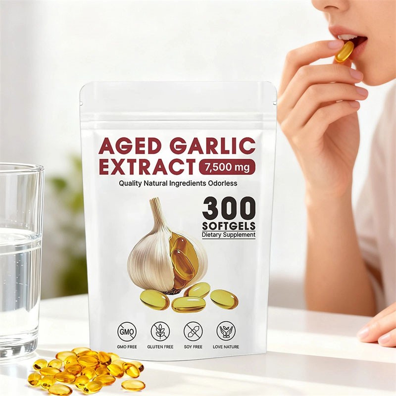 USA Odorless Garlic 7500mg Per Servings, 300 Softgels 2 Years Aged Garlic Extra