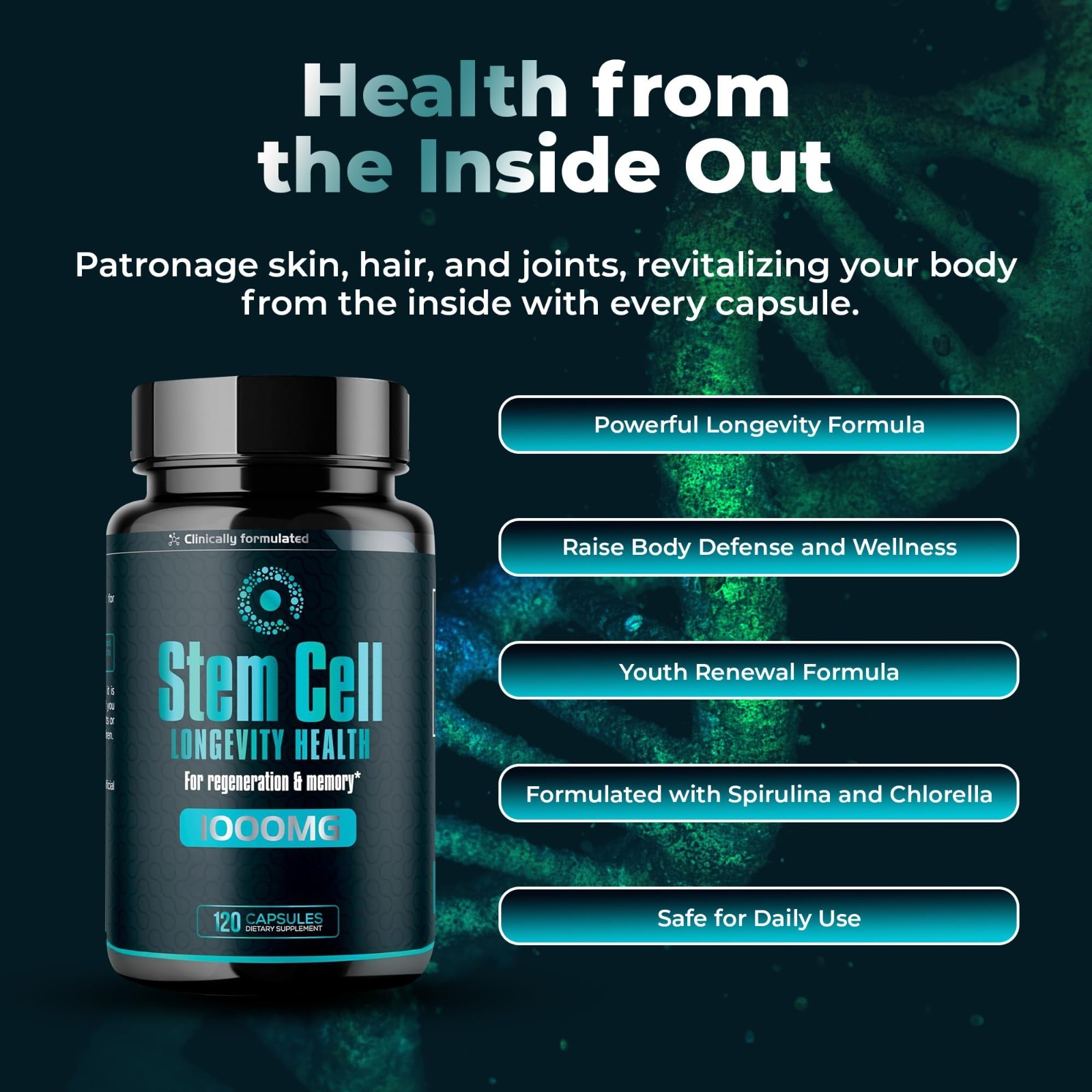 Premium Stem Cell Supplements 1000mg – Boost Immunity, Joint Support, Anti-Aging