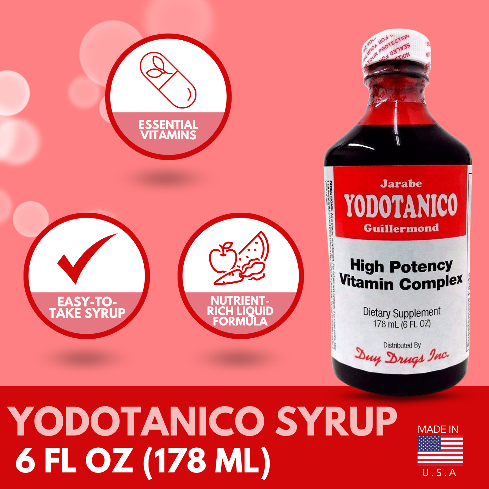 Yodotanico Vitamin Complex Syrup – High Potency Supplement, 6 fl oz (3-Pack)