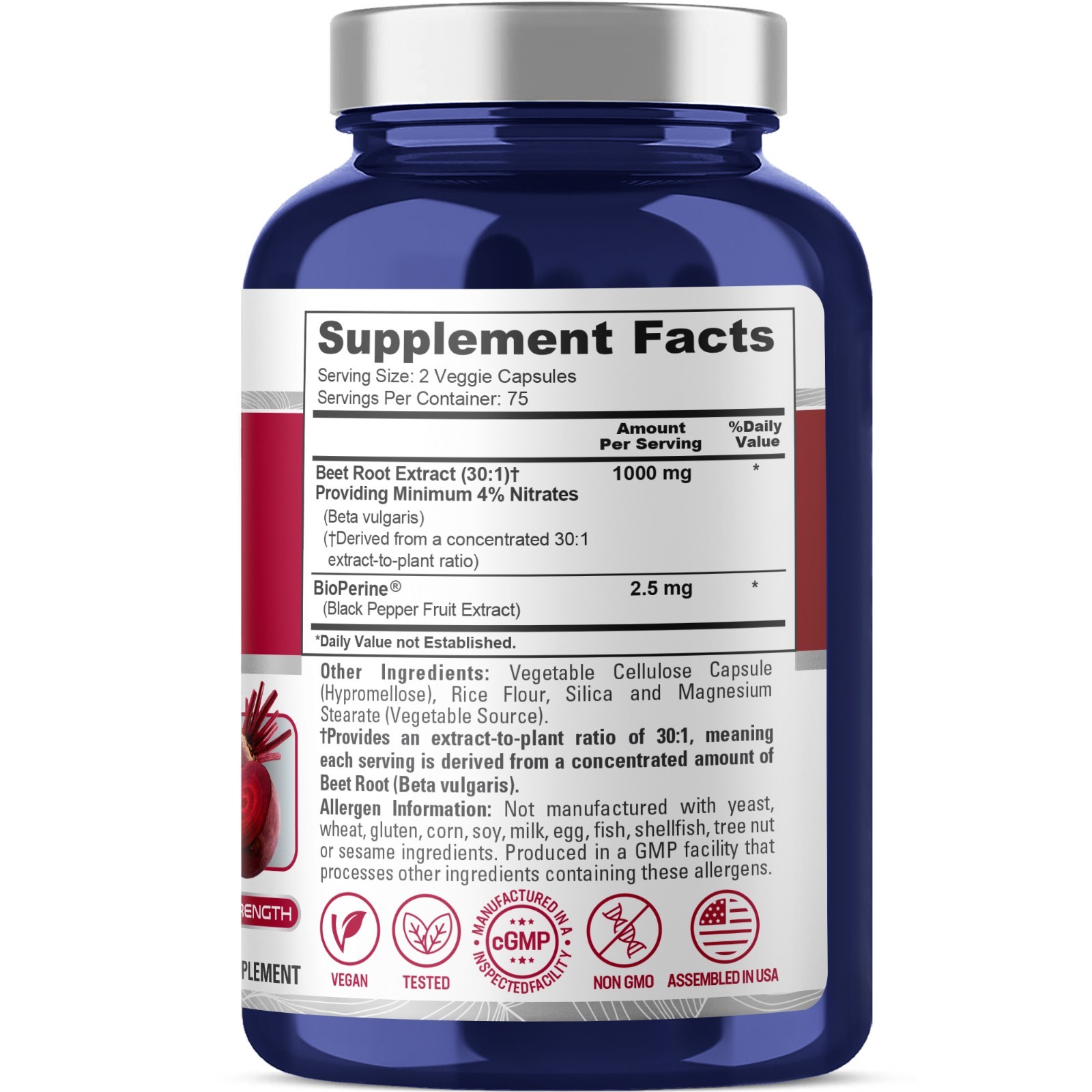 NusaPure Beet Root 30,000mg 150 Veggie caps (Vegan, Non-GMO & Gluten Free,4% …