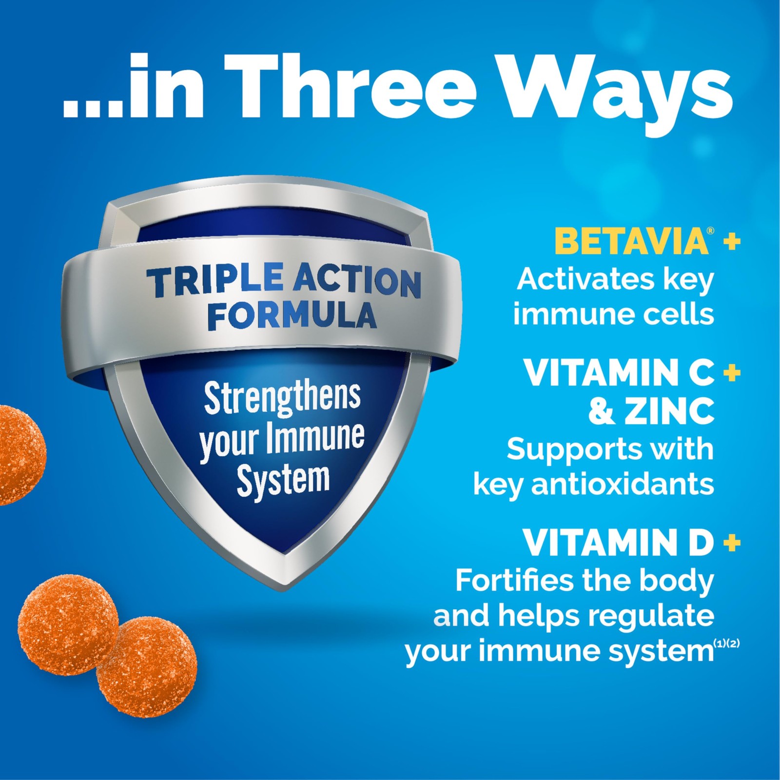Emergen-C Immune+ Triple Action Immune Support Gummies, 45 Count (Pack of 1)
