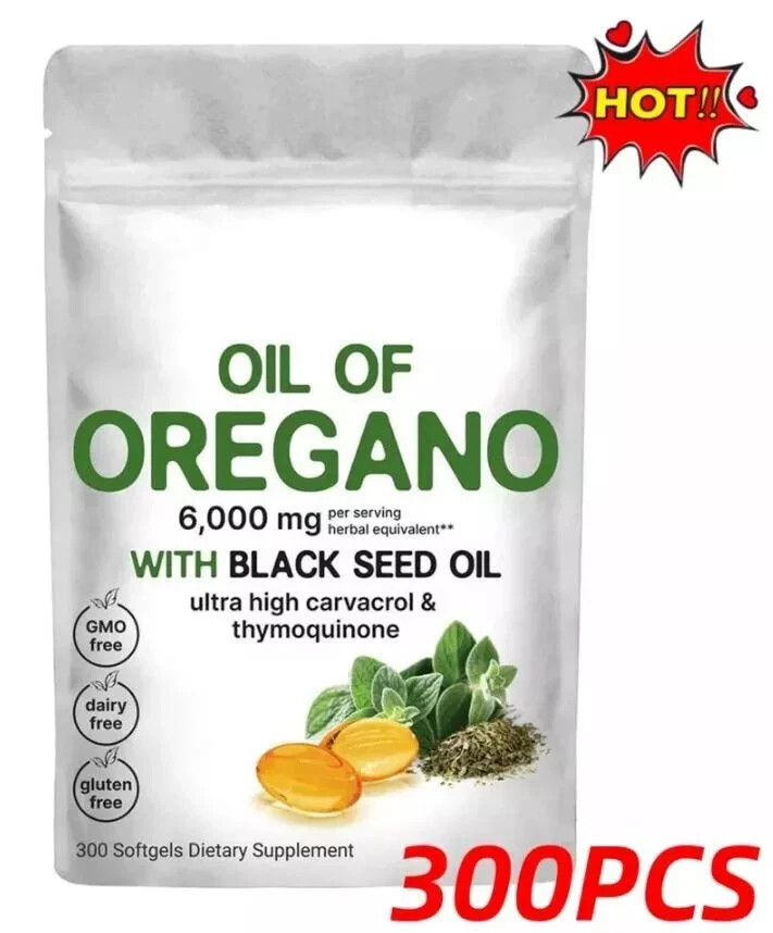 2 in 1 Oil of Oregano & Black Seed Softgels Count with Carvacrol,Immune Support