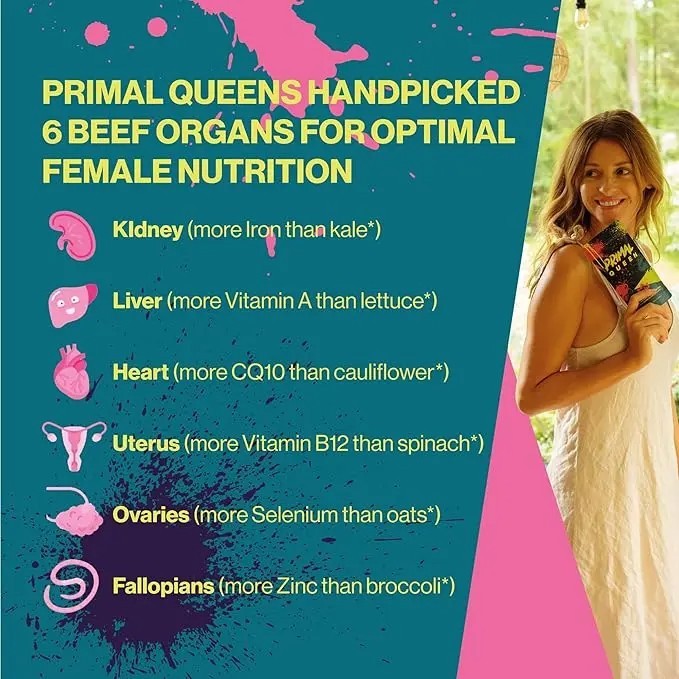 Primal Queen Beef Organ Supplement for Women 60ct – 1 MONTH SUPPLY!