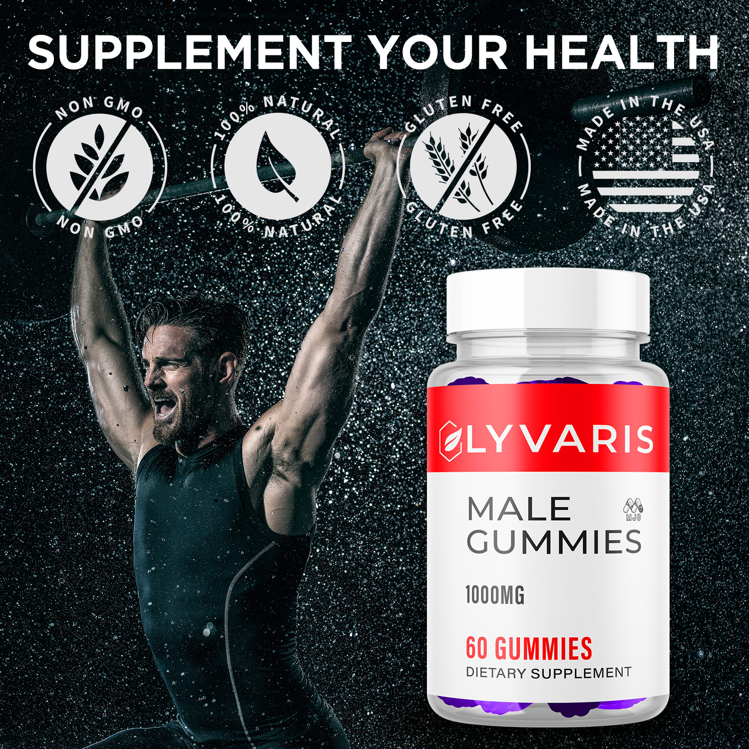 (1 Pack) Lyvaris Male Gummys Advanced Male Health Support Supplement 60 Gummies
