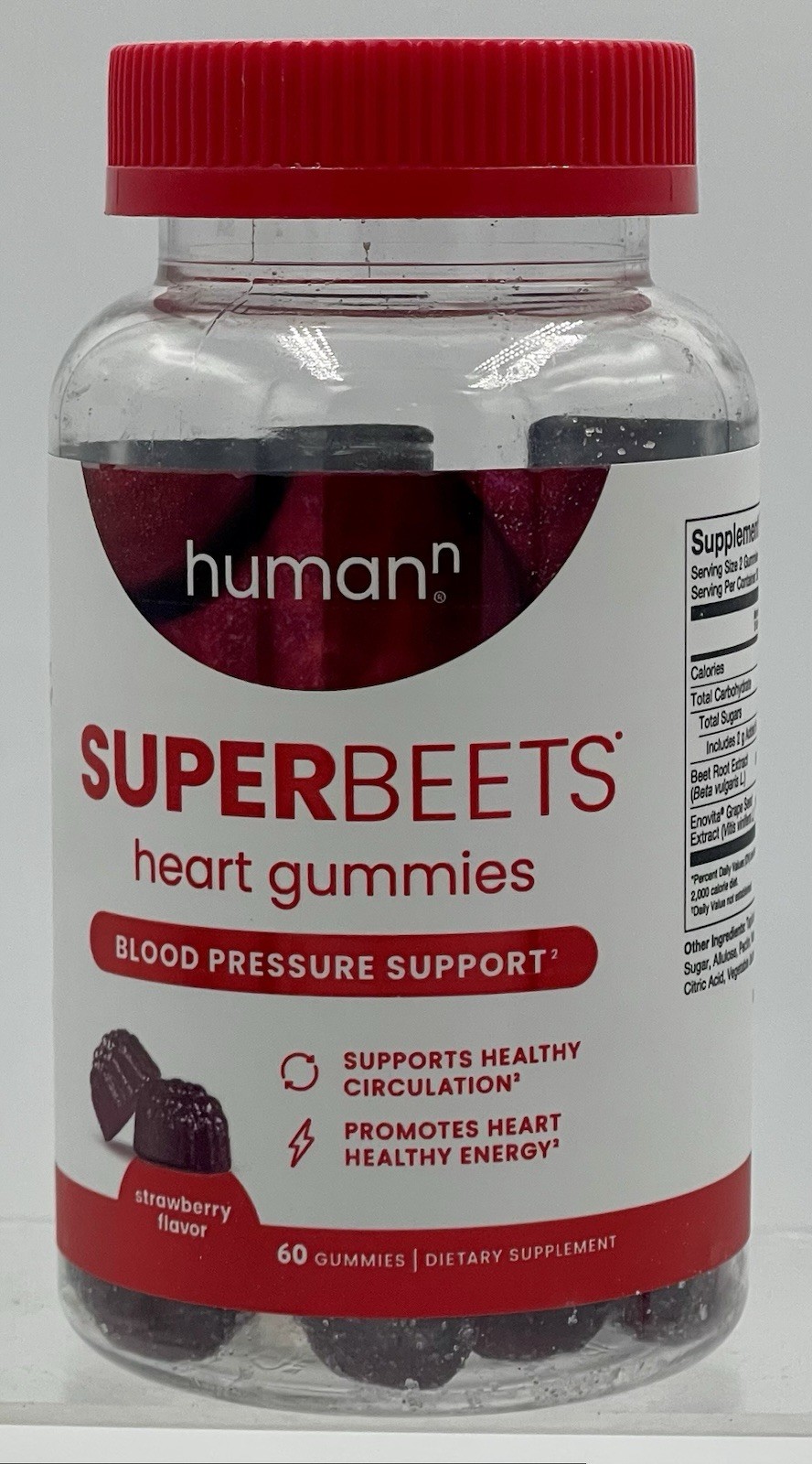 Lot of 2 SuperBeets Heart Gummies Strawberry Beetroot Grape Seed 60ct EXP03/27