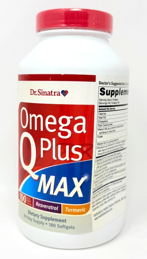 DENTED BOTTLE Dr. Sinatra Omega Q Plus MAX 180 Softgels 100mg CoQ10