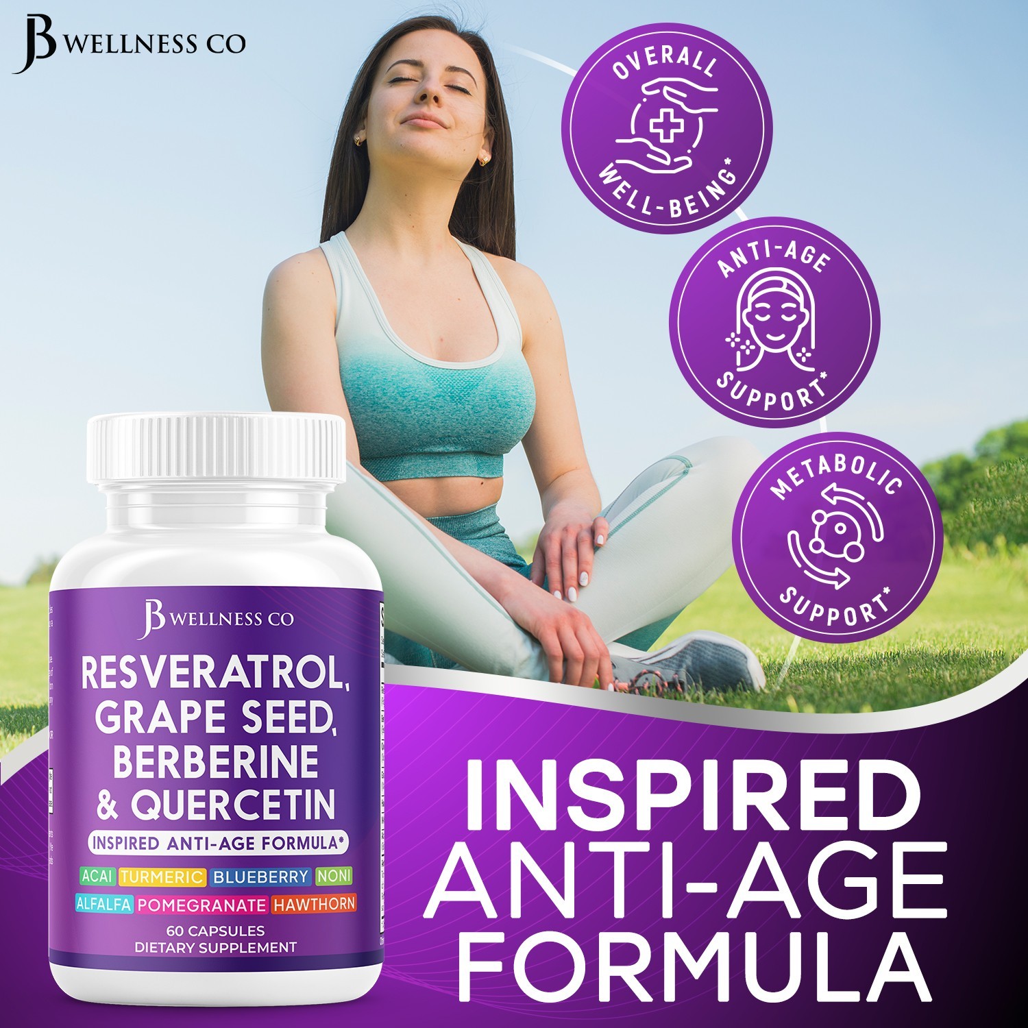 Resveratrol, Grape Seed Extract, Berberine, Quercetin Formula- 2-Pack