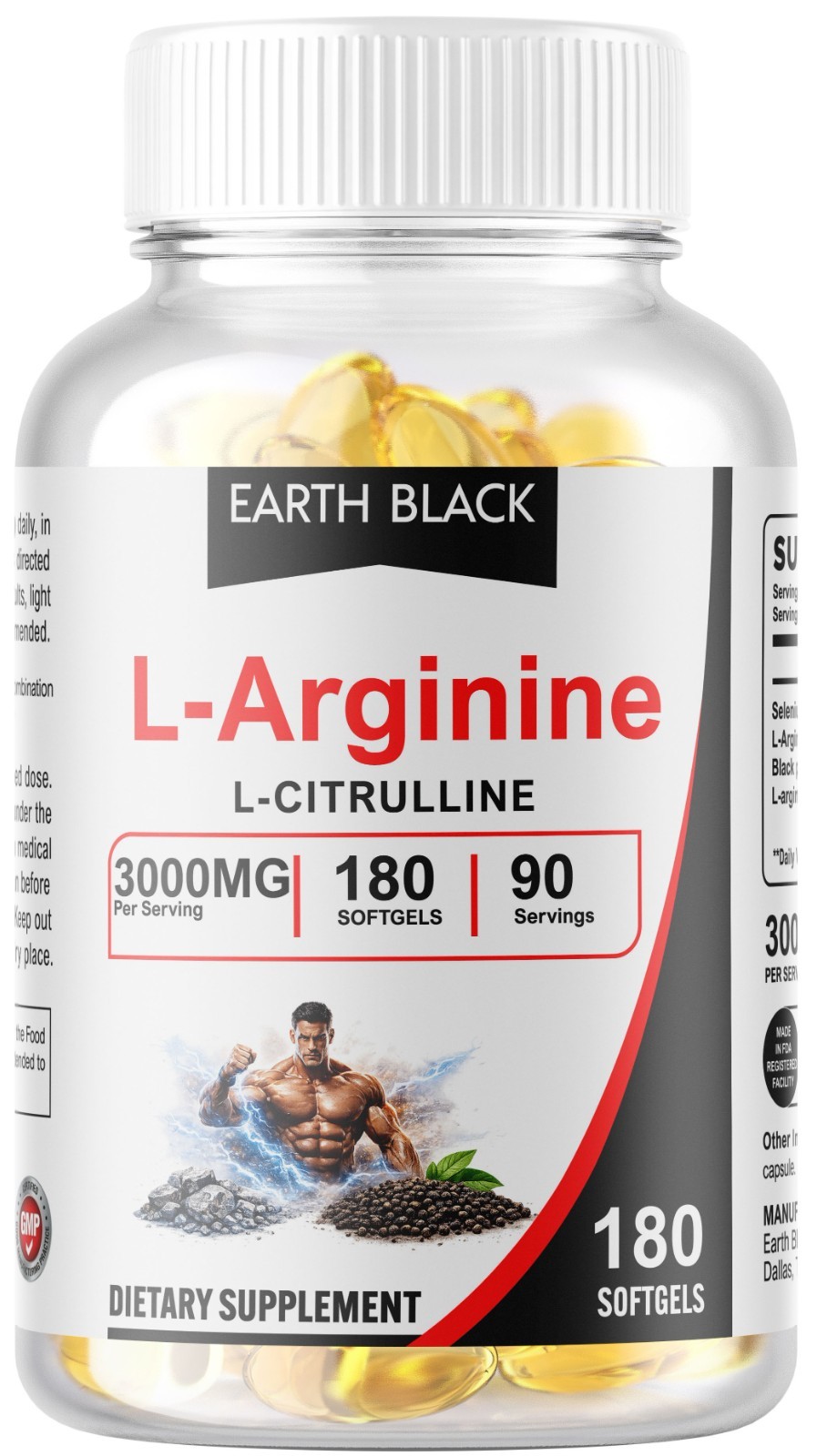 L-Arginine L-Citrulline Nitric Oxide Booster 3000mg, 180 Softgels, 90 Servings