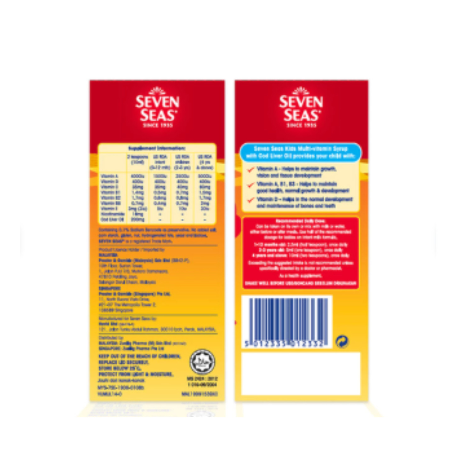 2x 100ml Seven Seas Multivitamin Syrup Liver Oil DHA With Orange Flavor For Kid