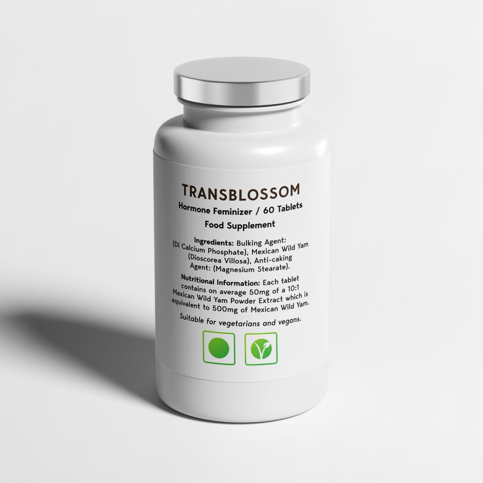 60 MTF Feminine Tablets By TransBlossom-Ideal for a vegan & vegetarian lifestyle