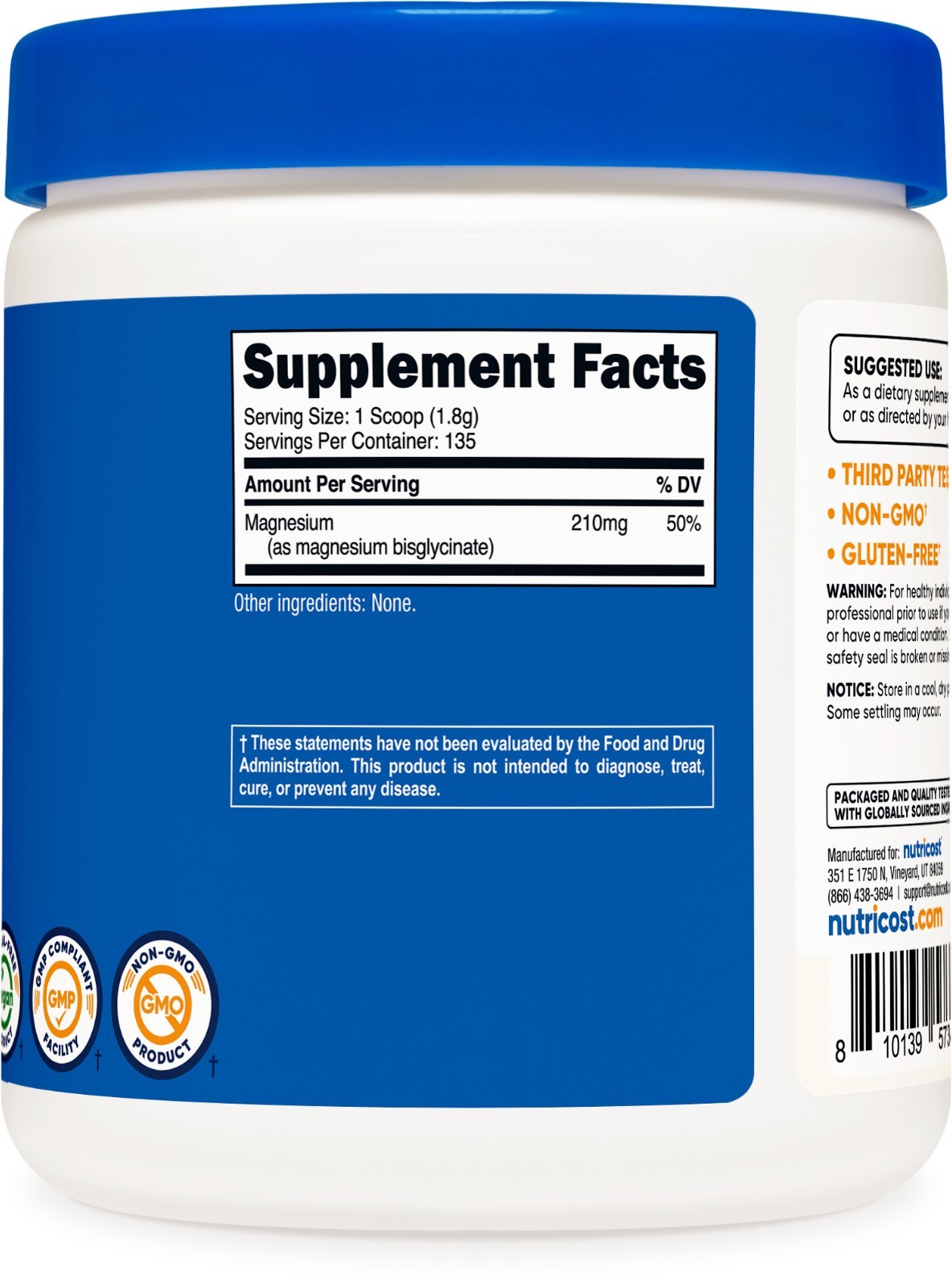 Nutricost Magnesium Bisglycinate Powder (250 Grams) Unflavored