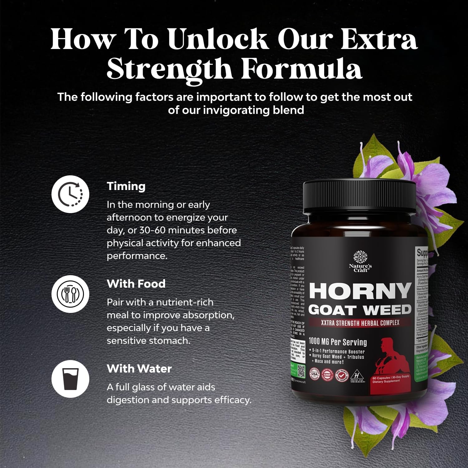 Horny Goat Weed for Men – Extra Strength Male Supplement 60 Count (Pack of 1)
