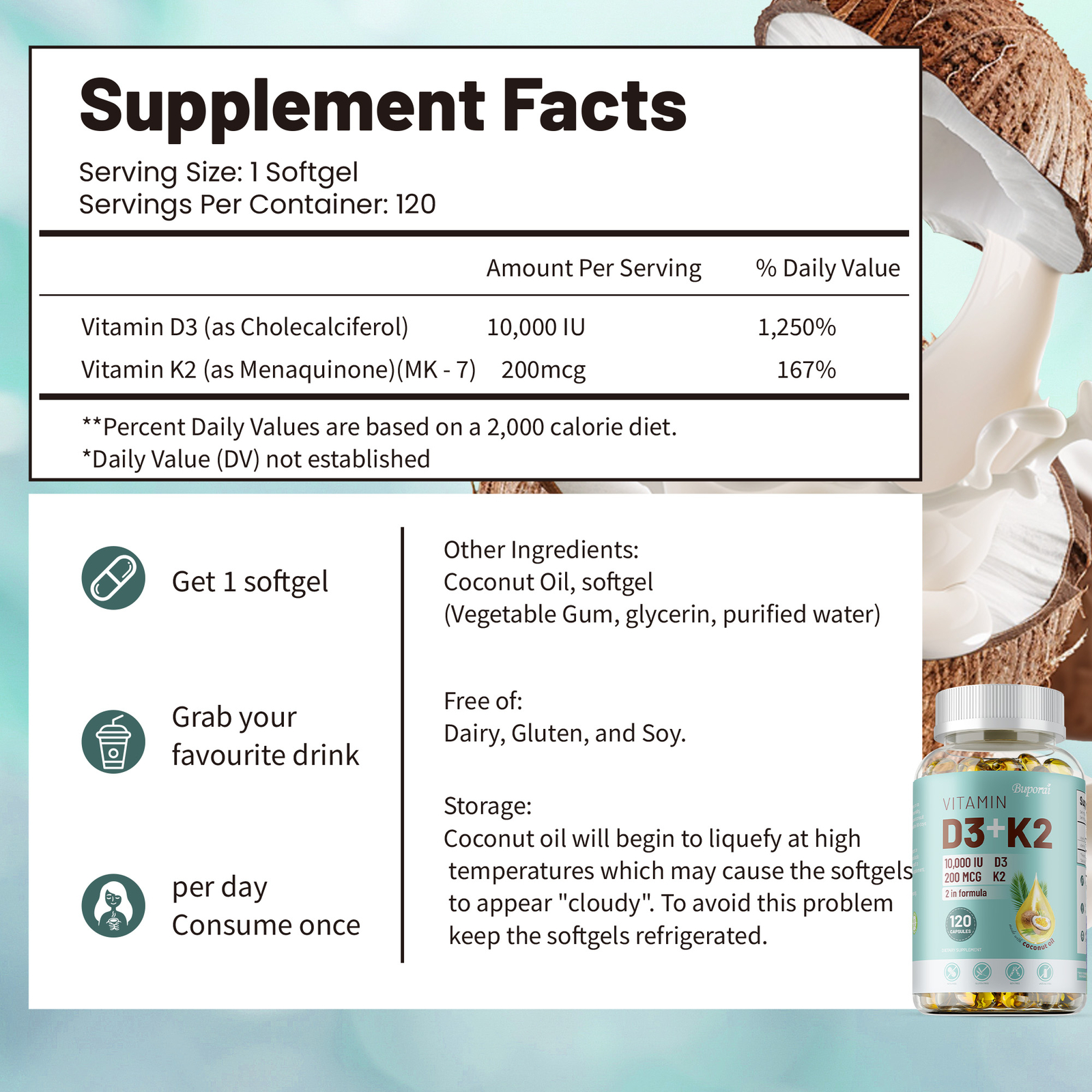 Vitamin D3 + K2-Immune & Metabolism Support-Bone & Joint Health,Boosts Immunity