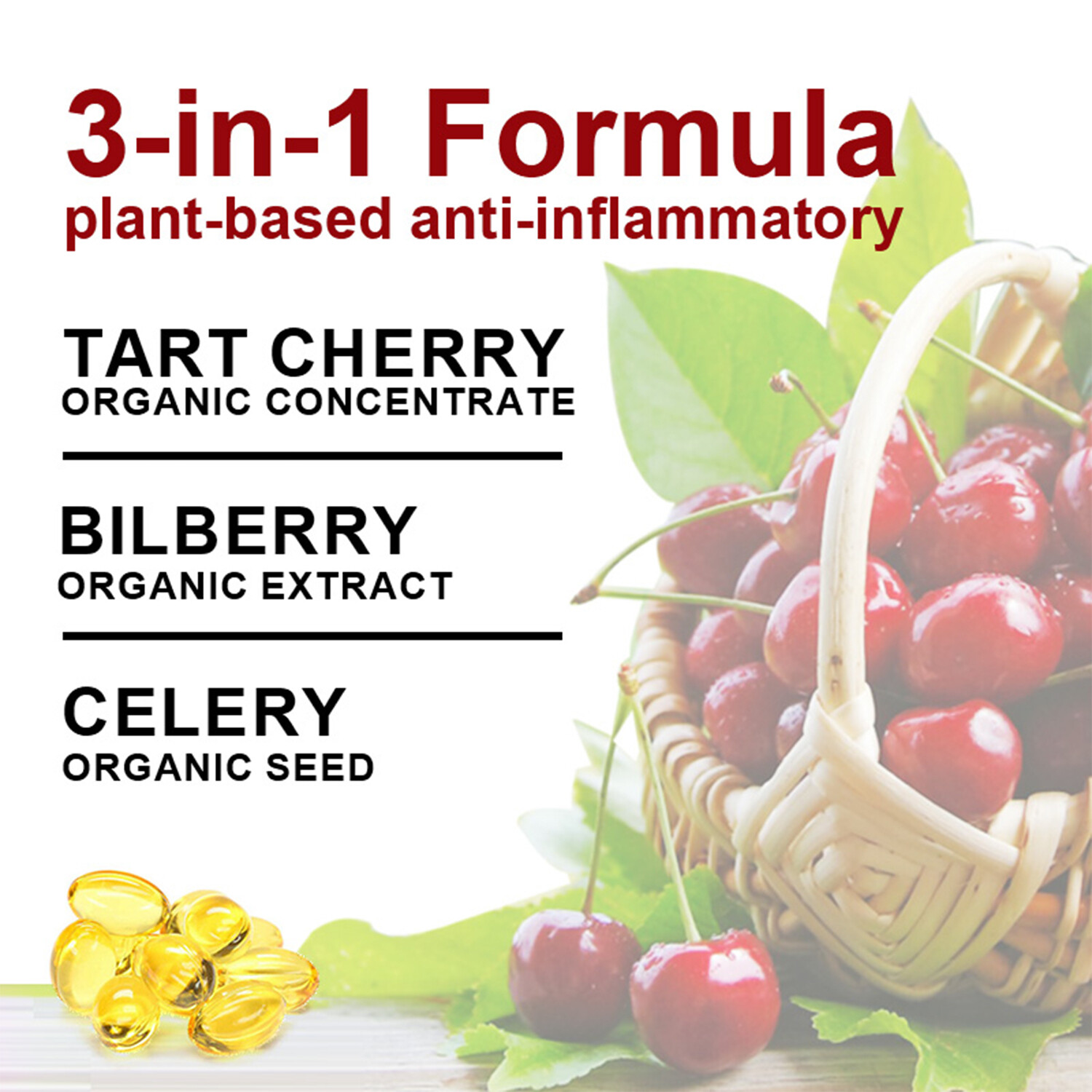Tart Cherry Bilberry & Celery Seed – Uric Acid Cleanse, Kidney & Joint Health,