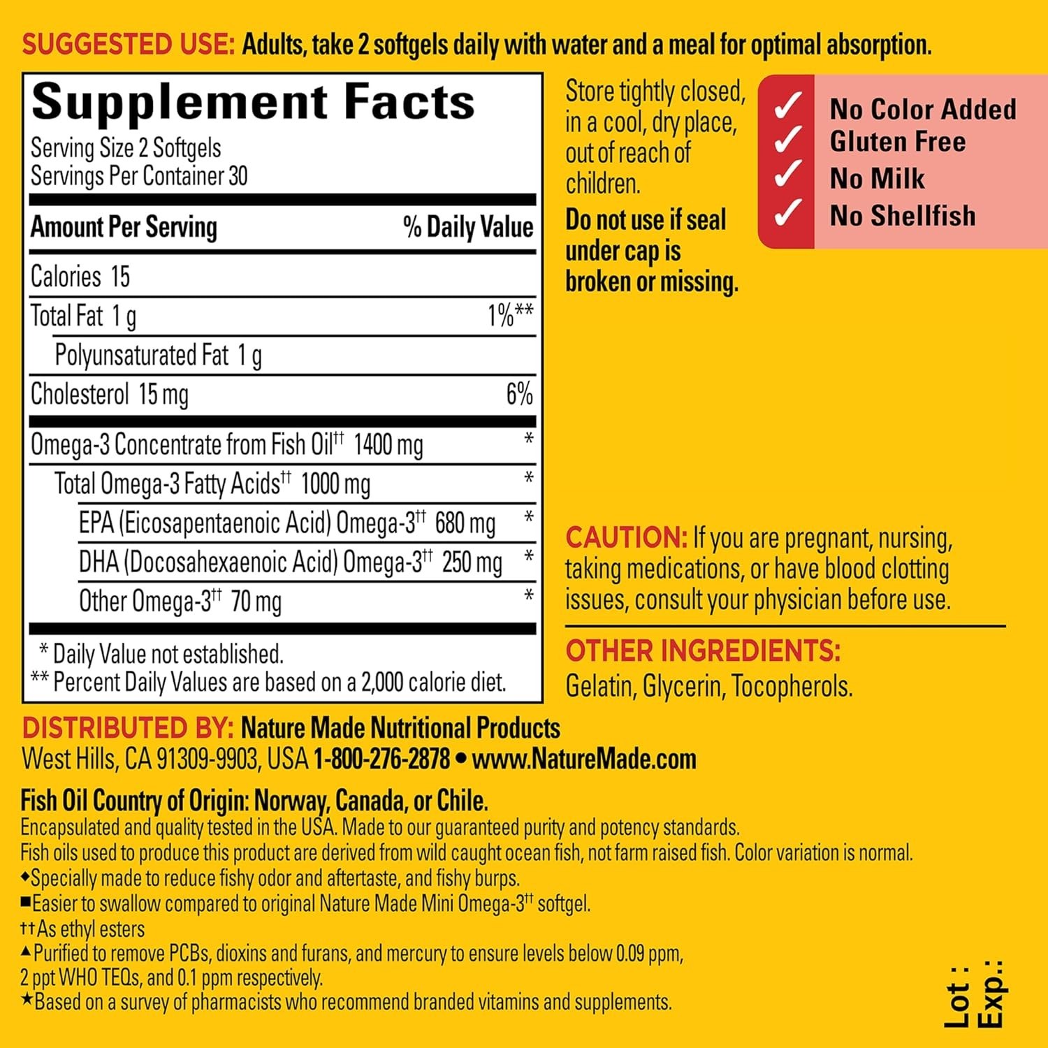 Extra Strength Omega-3 Fish Oil, 1400 mg Minis for Heart & Brain, 60 Softgels