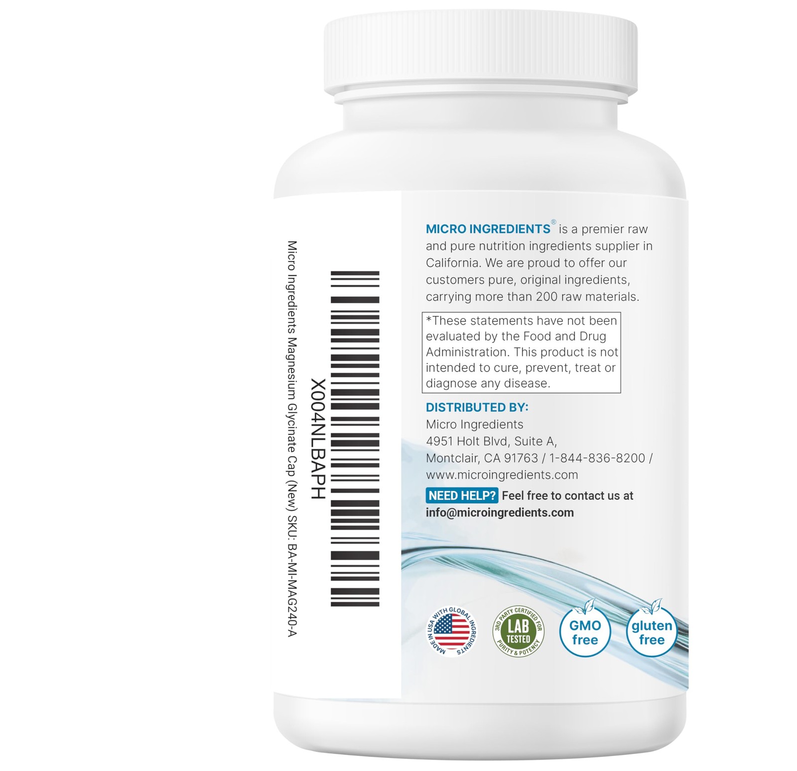 Micro Ingredients Pure Magnesium Glycinate 400mg Per 240 Count (Pack of 1)