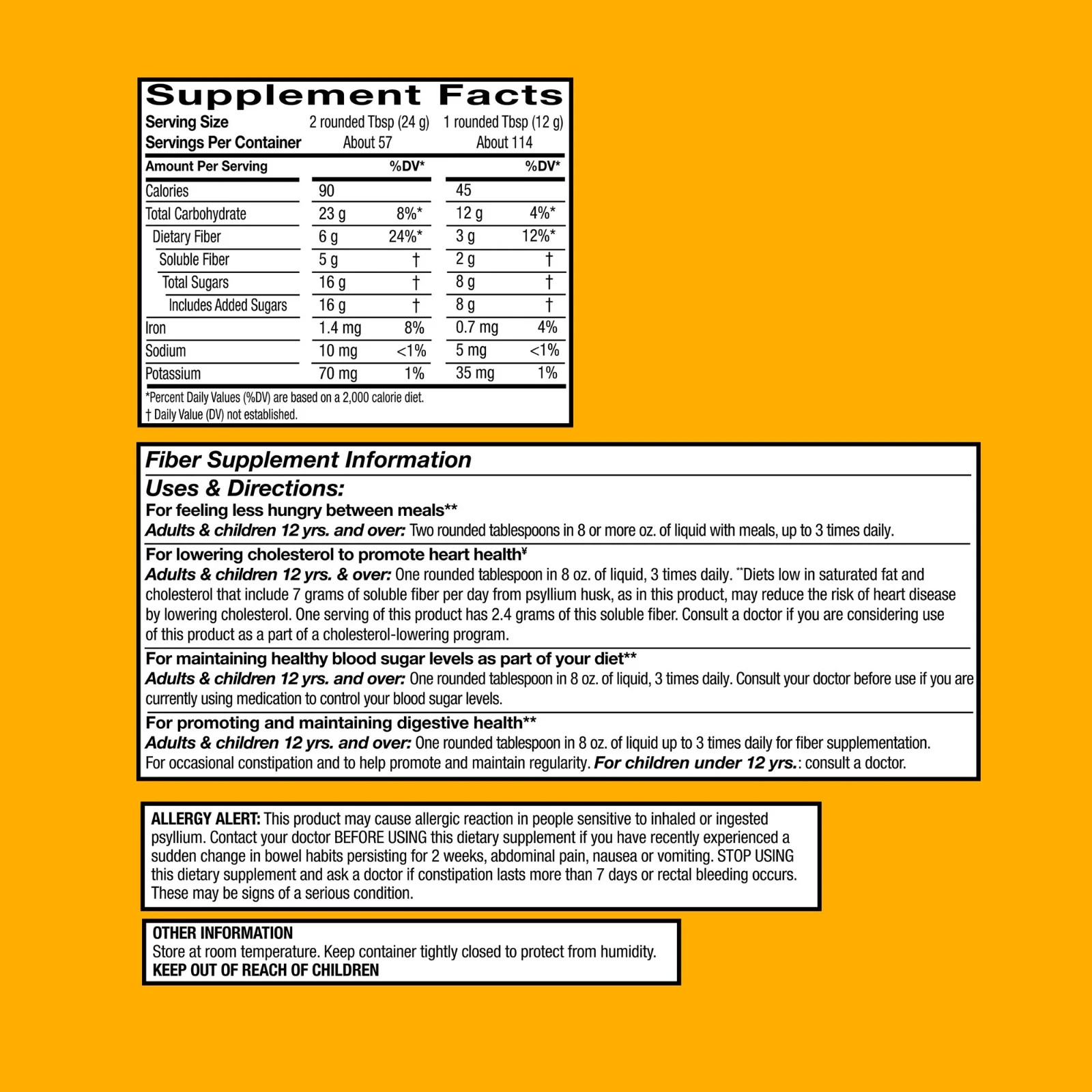 Equate Fiber Supplement Orange Powder 48.2oz, Compare to Metamucil® 4-in-1