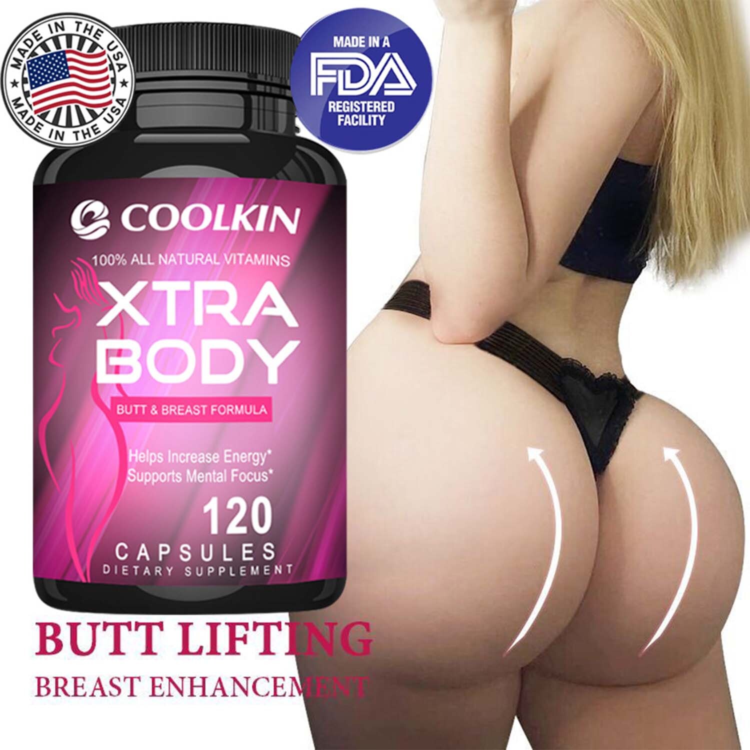 120pcs Xtra Body – Pueraria Mirifica – Butt Breast Enlargement, Estrogen Balance