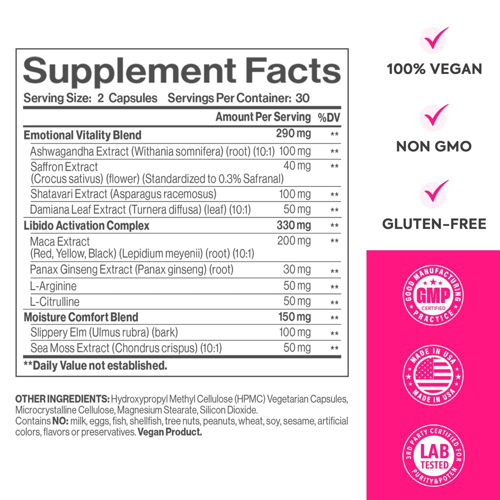 Vaginal Moisture & Libido Enhancer for Women – Hormone Balance, Mood Boost, 60CT