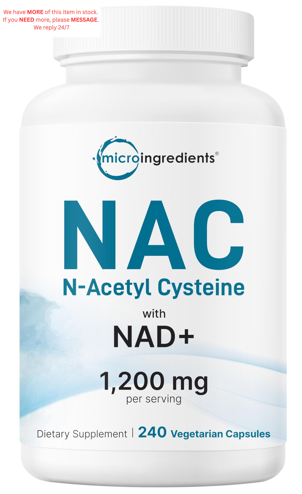 Micro Ingredients NAC with NAD+, 240 Vegetarian 240 Count (Pack of 1)