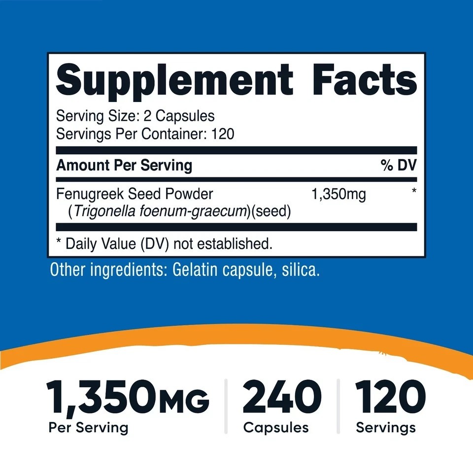 NEW LUXRY Nutricost Fenugreek 675mg – 240 Caps, Gluten Free, Non-GMO