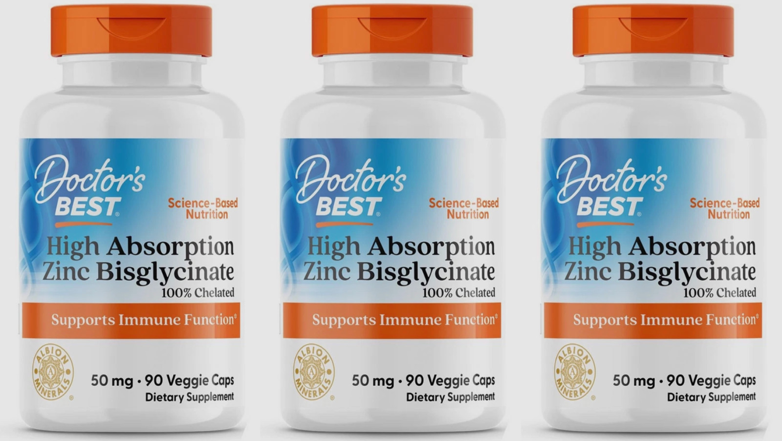 3X Doctor’s Best High Absorption Zinc Bisglycinate 50mg 90 Count EXP 01/2027