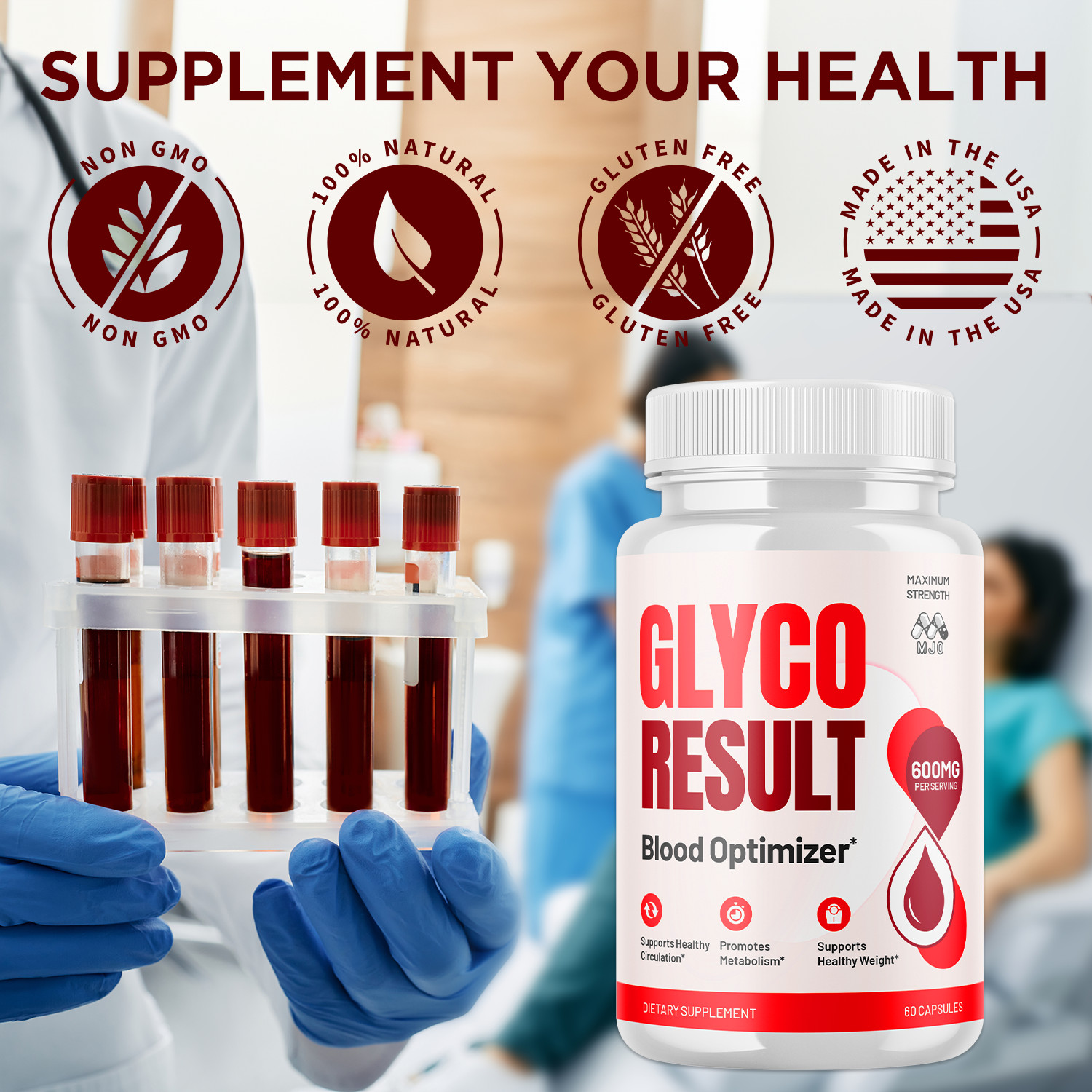 (1 Pack) Glyco Result Capsules Advanced Support Blood Supplement 60 Capsules