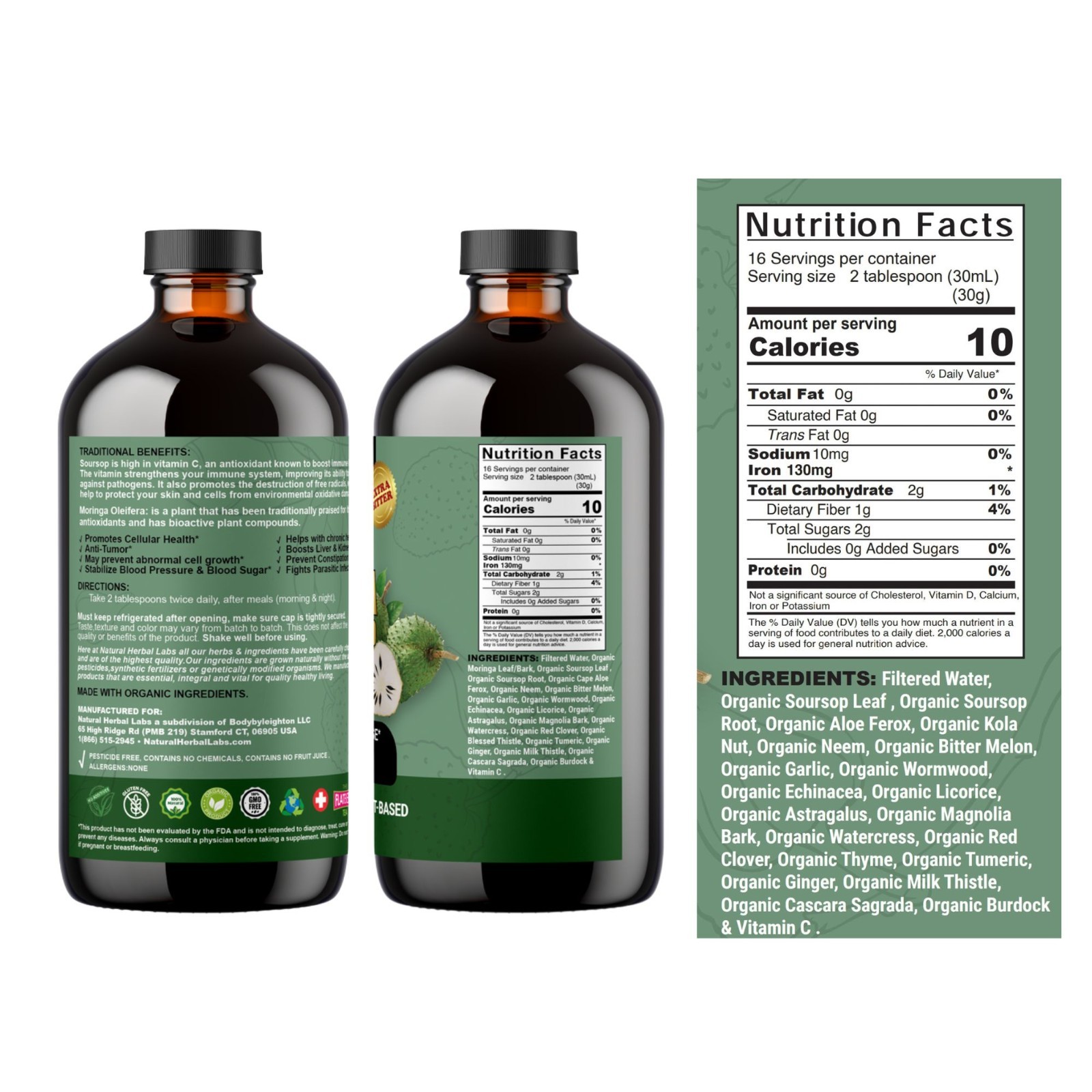 Super Moringa Soursop Bitte by Livingston Naturals, Natural Herbal Labs 16 fl oz