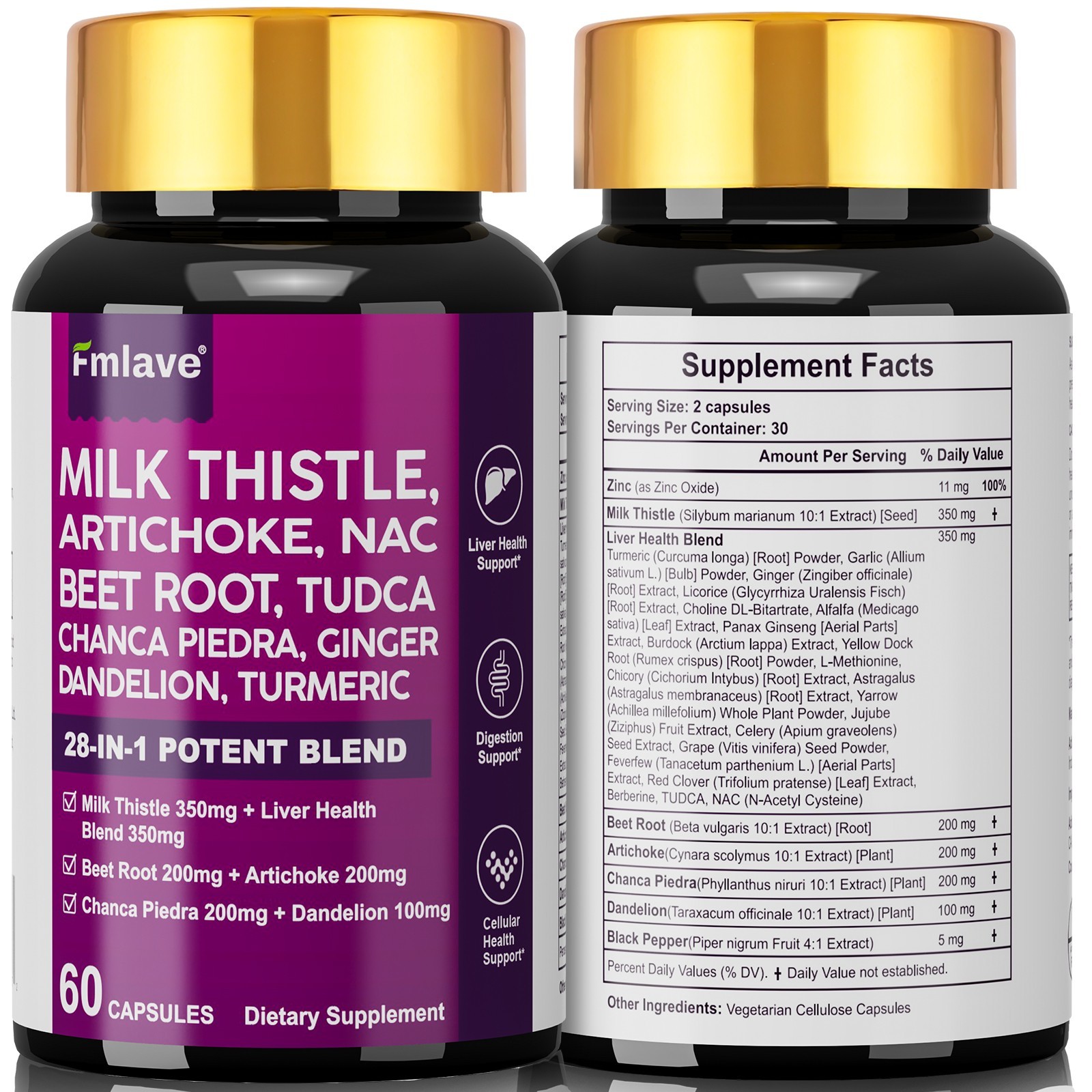 Milk Thistle (Silymarin) Extract 1400 mg liver cleanser liver detox cardio 60ct