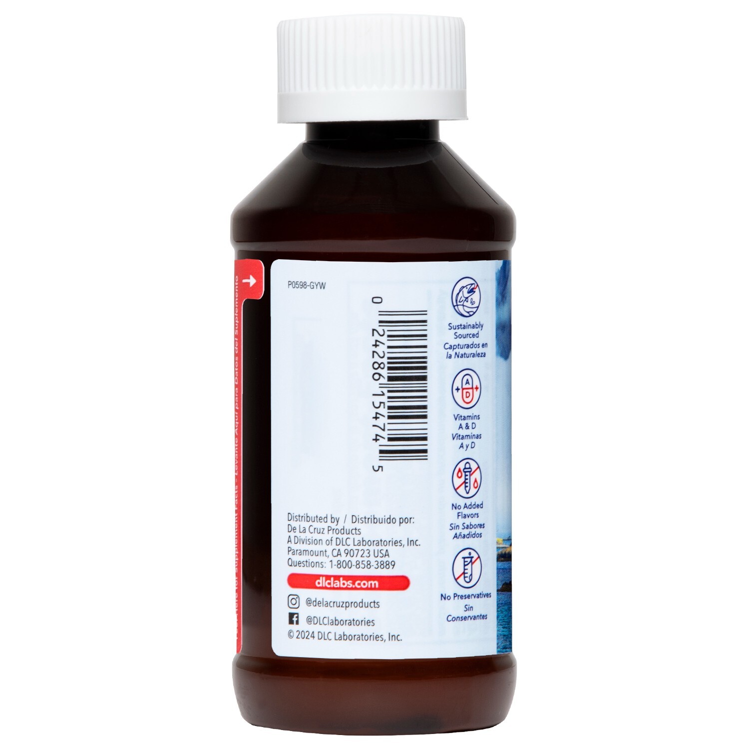 De La Cruz Pure Icelandic Cod Liver Oil Liquid, Wild-Caught 4 FL. OZ. Exp 05/25