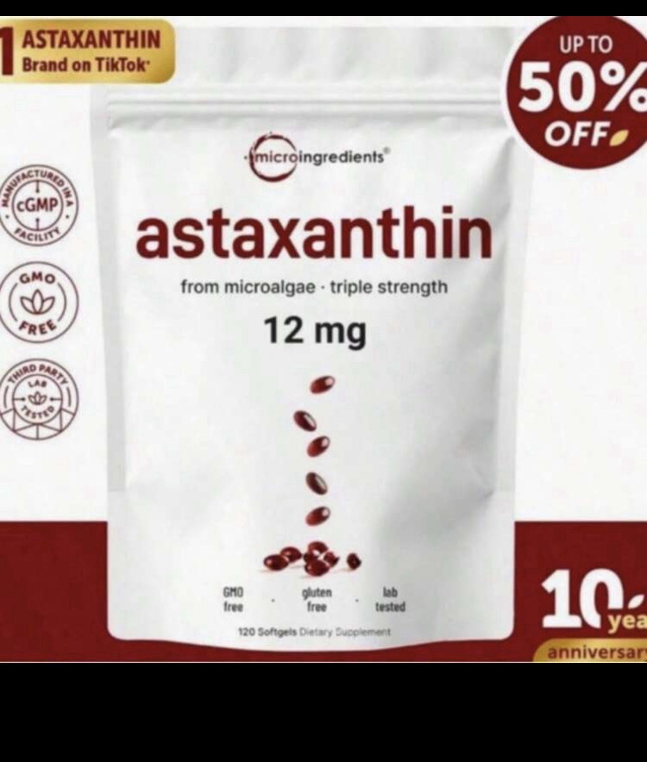 astaxanthin 12mg Easy To Swallow 120 Soft gels