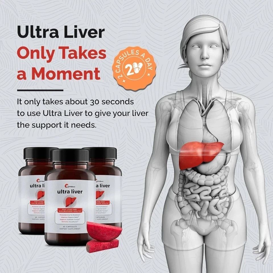 6 pck UpWellness Ultra Liver Supplement for Liver Health and Gallbladder Support