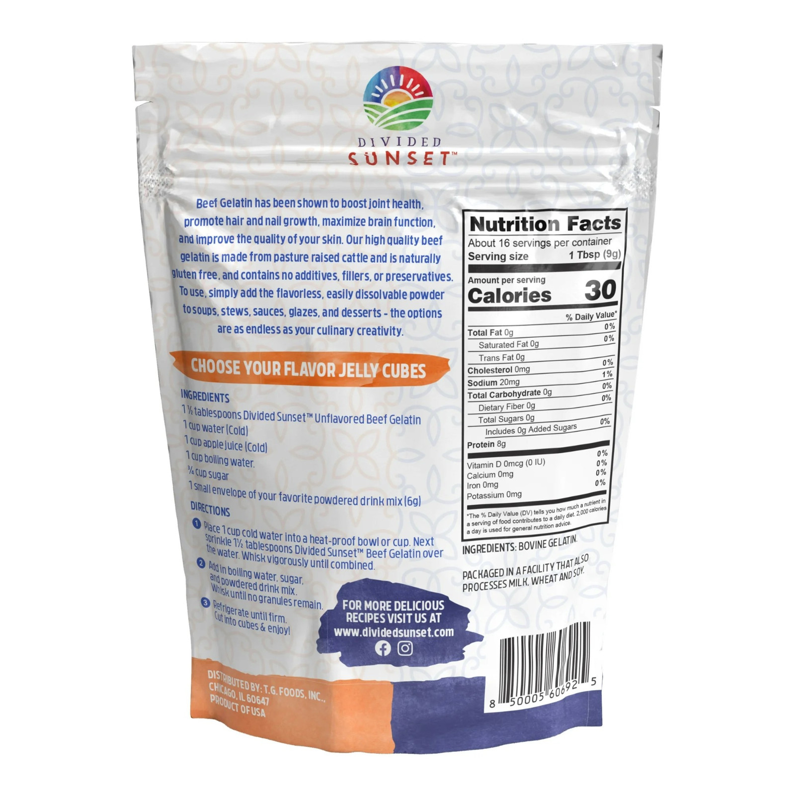 Unflavored Beef Gelatin Powder 5 oz (142g) Protein Collagen Baking Supplement