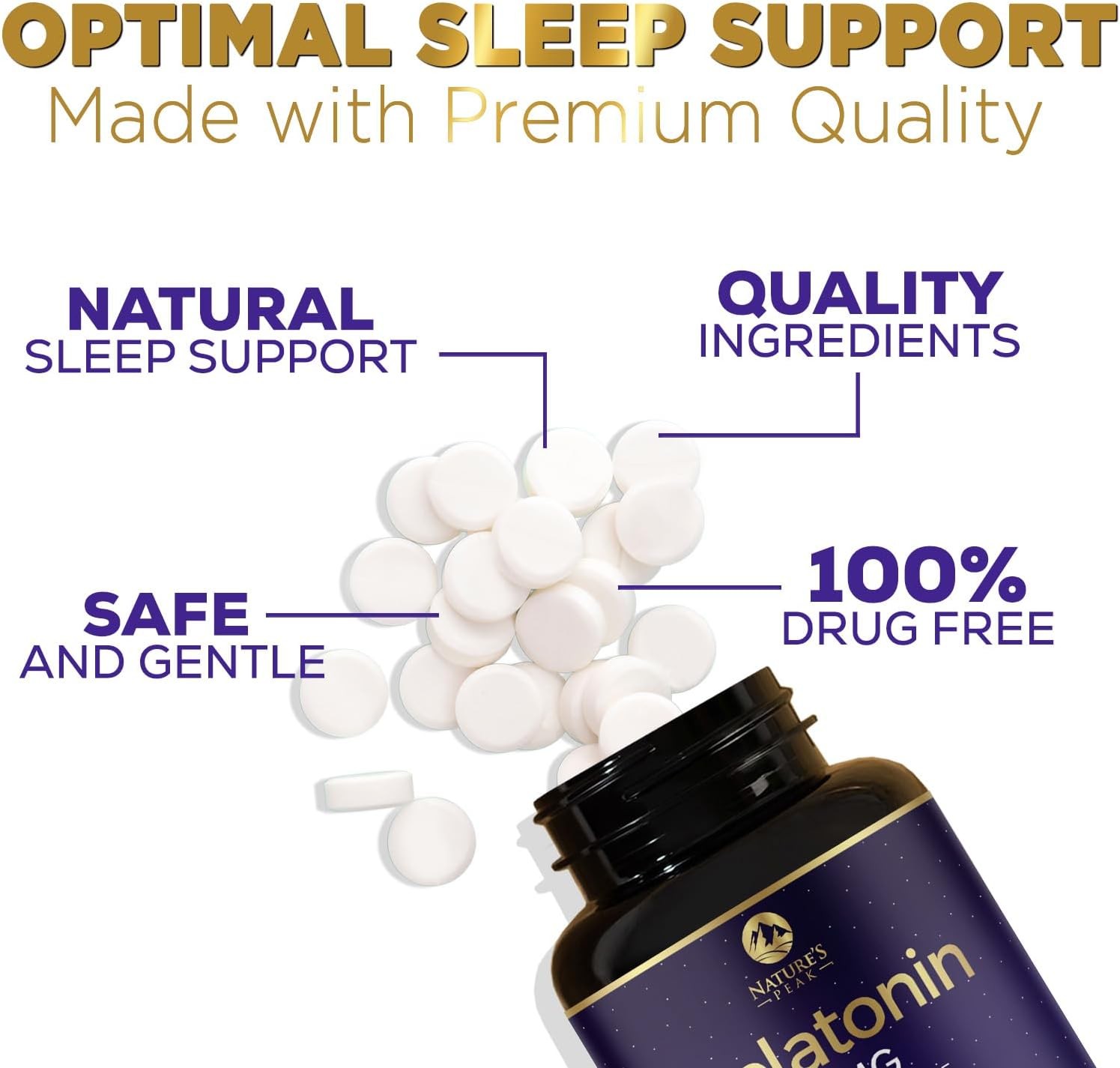Melatonin 10Mg Fast Dissolve Supplements, Sleep Support Supplement for Adults –