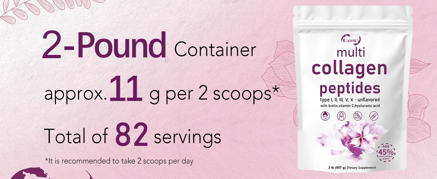 Hydrolyzed I,II,III,V,X Peptide Type lb Multi Collagen Peptides Powder 2 Protein