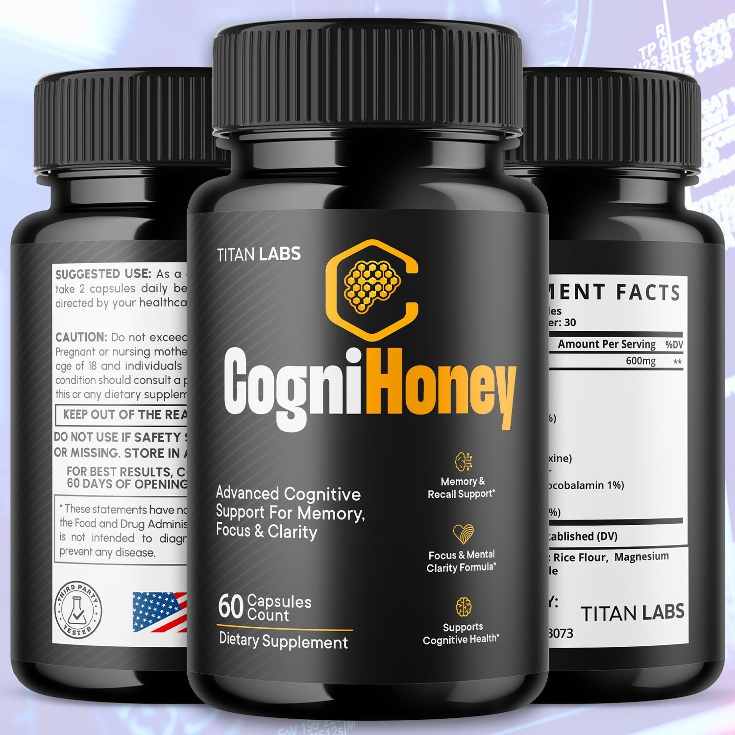 (1 Pack) CogniHoney Pills – Brain Health & Cognitive Support Supplement 60 Caps