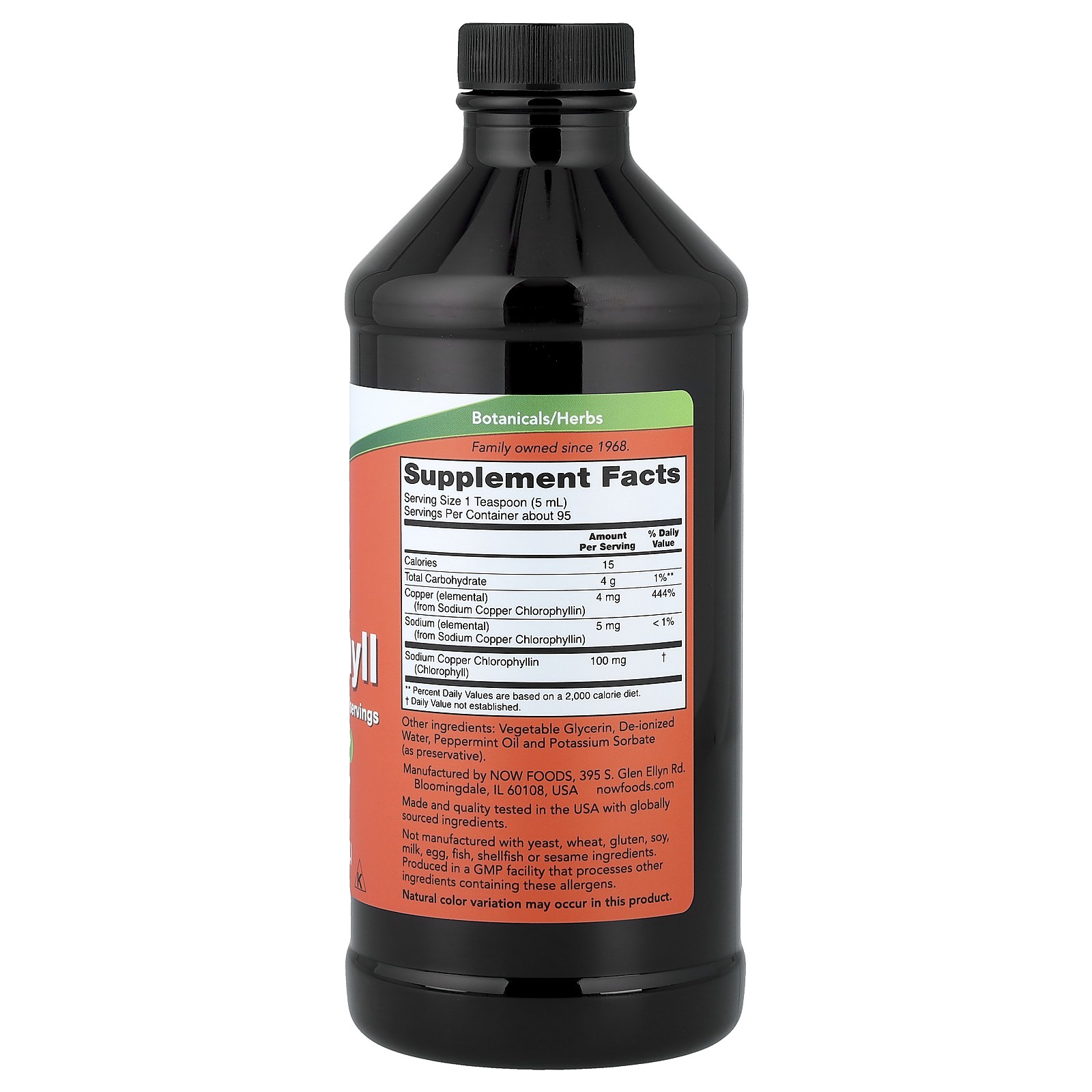 Now Foods Liquid Chlorophyll Mint Flavor 16 fl oz 473 ml GMP Quality Assured,