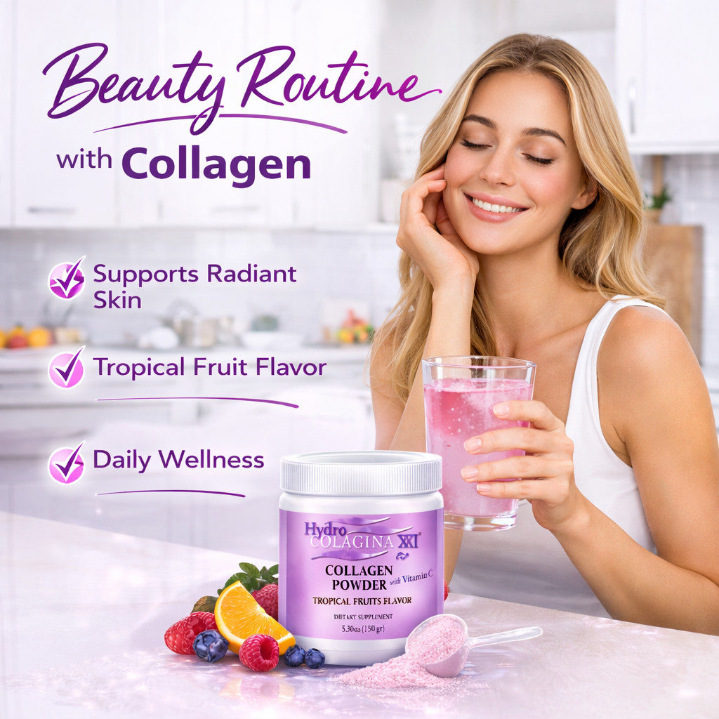 2 Pack Collagen Powder with Vitamin C Tropical Flavor Skin Hair Nails Support