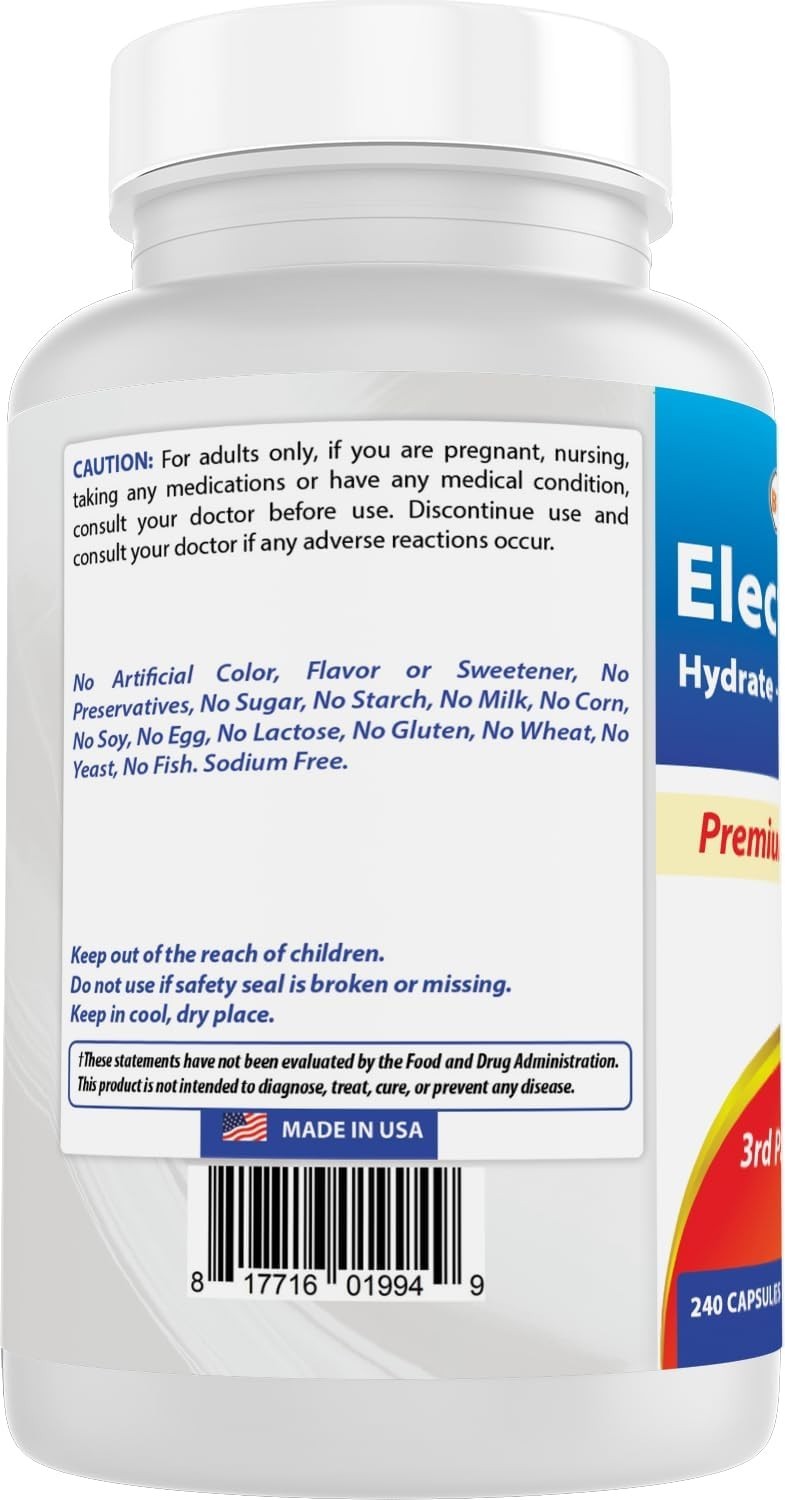 240 Count Non-GMO Electrolyte Capsules – Gluten-Free Energy Management Formula